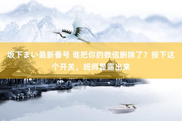 坂下まい最新番号 谁把你的微信删除了？按下这个开关，班师显露出来