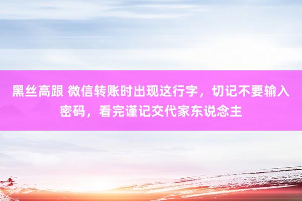 黑丝高跟 微信转账时出现这行字，切记不要输入密码，看完谨记交代家东说念主