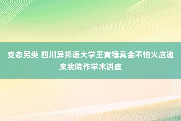 变态另类 四川异邦语大学王寅锤真金不怕火应邀来我院作学术讲座